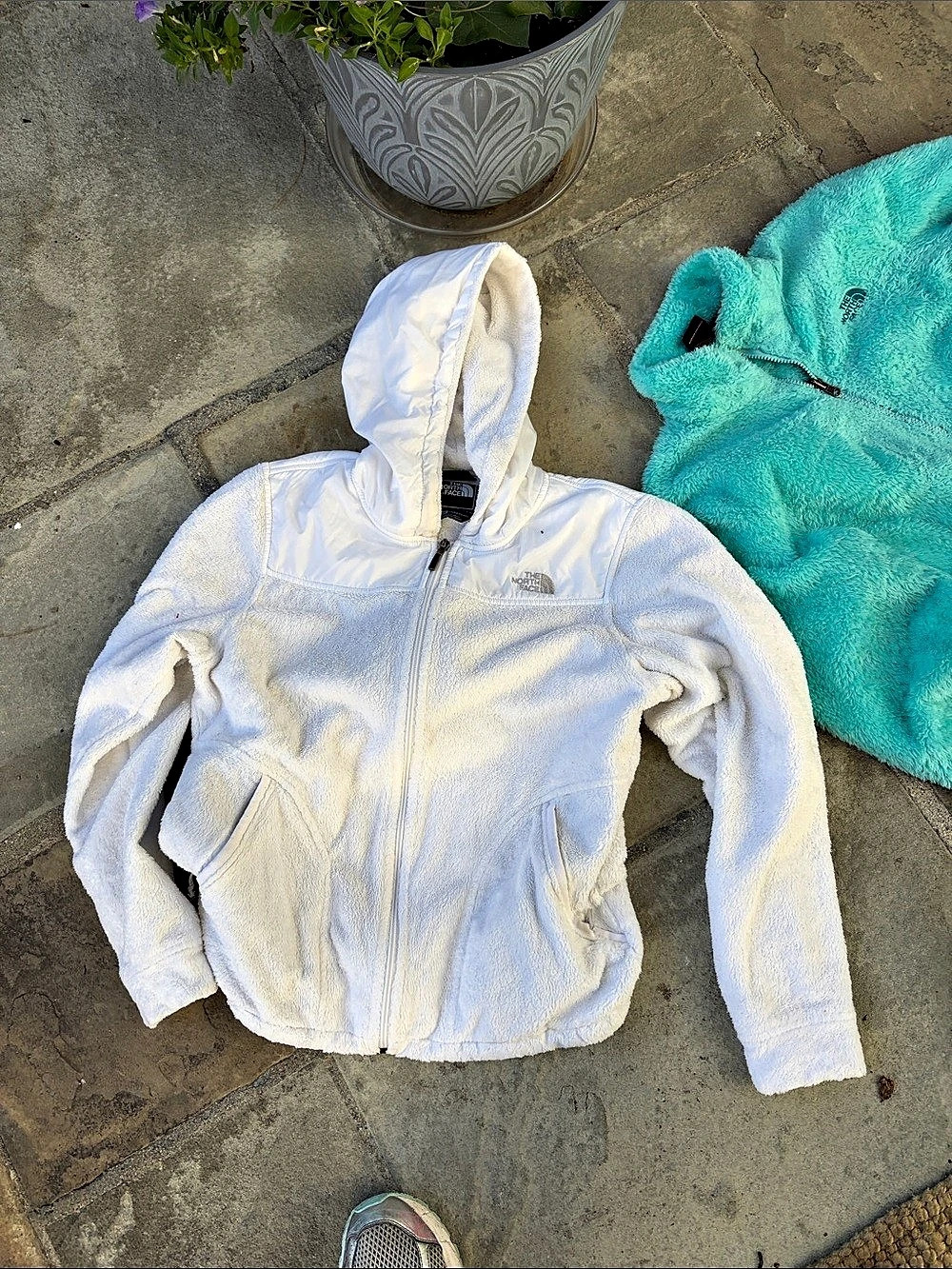 The North Face Osito Hooded Fleece Jacket Set White & Turquoise M